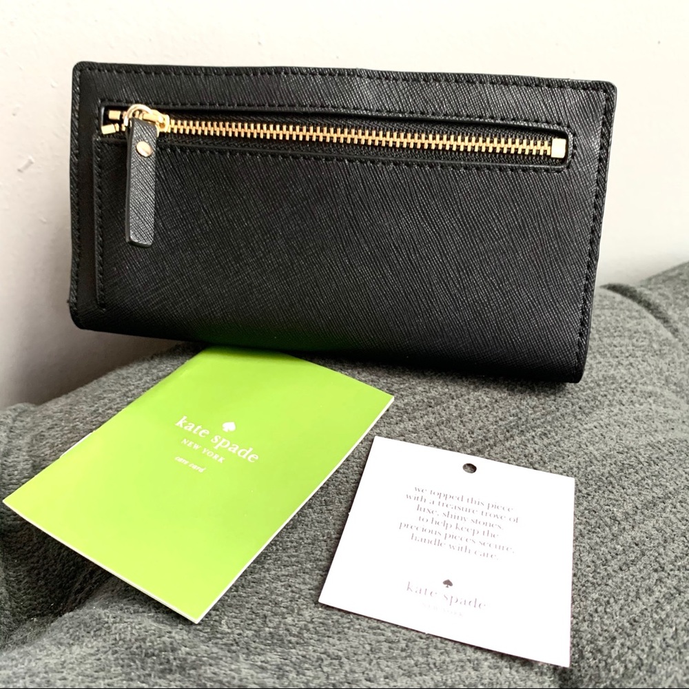 NWT Kate Spade leather jeweled wallet black - Picture 4 of 6